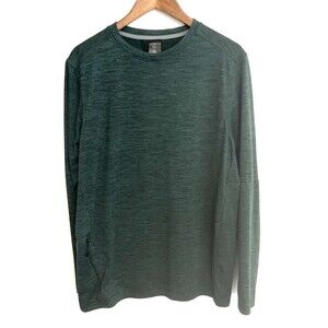 Member’s Mark Men’s Size Large Heather Green Tech Crew Pullover Side Pocket Zips